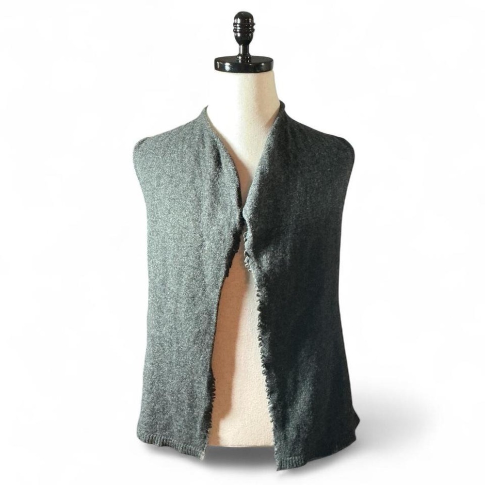 EILEEN FISHER Charcoal Grey Wool‎ V Neck Sleeveless Vest XS Preppy Academia